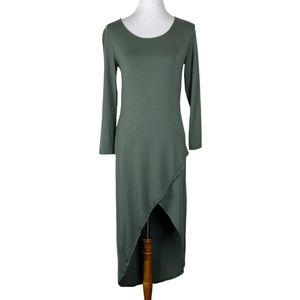 Benjamin Jay Layne Hi Low Zip Dress Olive Green L NWT